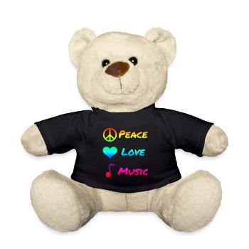 Peace Love Music Frieden Musik Symbol Geschenk - Teddy - Schwarz - Vorne