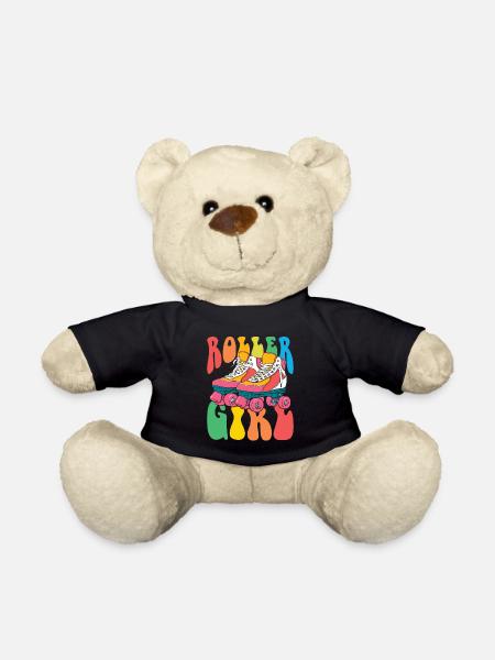 Roller Girl - 70s, Seventies, Nostalgia Design - Teddy Bear - black