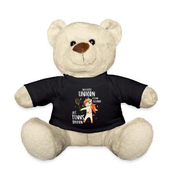 Tennis Einhorn clever getarnt als Tennis Spielerin - Teddy - Schwarz - Vorne