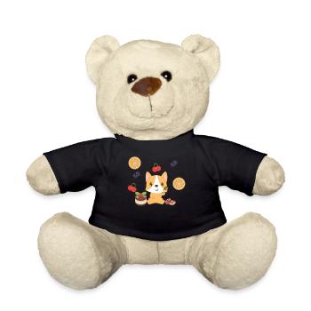 Corgi - Corgi T-Shirt - Puppy - Food - Feast - Teddy Bear - black - Front