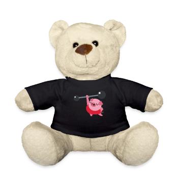 Weightlifting Fitness Pig Ironically - Teddy Bear - black - Front