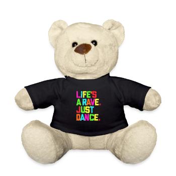 Rave Techno Glow Neon Led Party Festival GEschenk - Teddy - Schwarz - Vorne