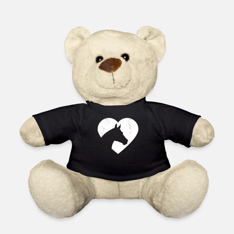Pferdekopf Silhouette Seitlich Herz Geschenk - Teddy - Schwarz