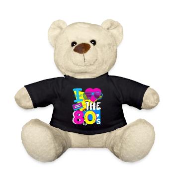 I love the 80s - 80s retro music gift - Teddy Bear - black - Front