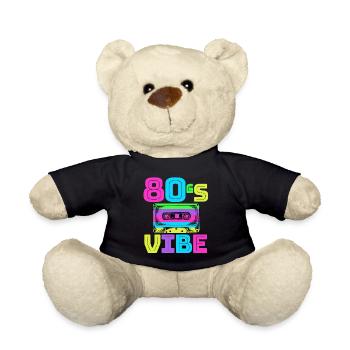 80s Vibe - Retro Vintage 80s Music Gift - Teddy Bear - black - Front