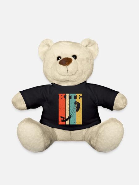 Retro Kitesurf Kitesurfing Kitesurfer - Teddy Bear - black