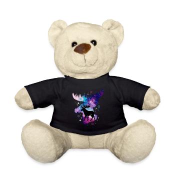 Elk Moose Deer Antler Reindeer Deer Gift - Teddy Bear - black - Front