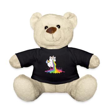 Kotzende Regenbogen Katze - Katzen Geschenk - Teddy - Schwarz - Vorne