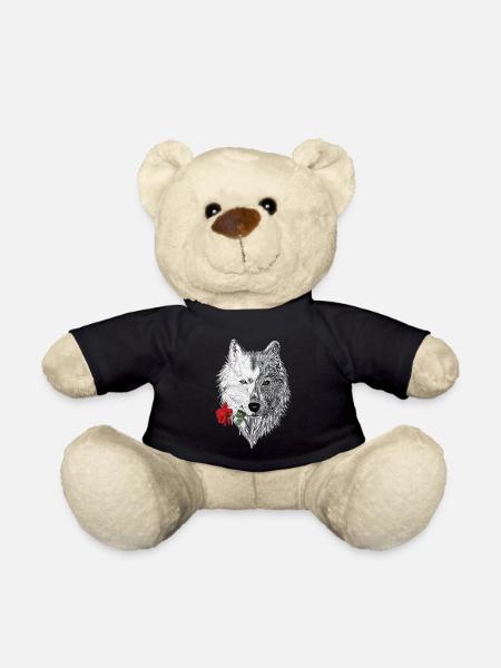 Wolf-Mandala-Rose Canis Lupus - Teddy - Schwarz