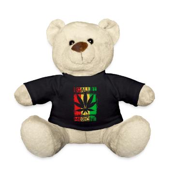 Weed Hanf Hippie Retro THC 420 Geschenk - Teddy - Schwarz - Vorne