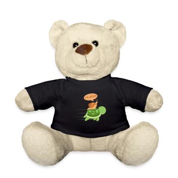 Lustige Schnecke auf einer Schildkröte Geschenk - Teddy - Schwarz - Vorne