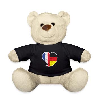 Cadeau d'amour de coeur France & Allemagne - Nounours - noir - Devant