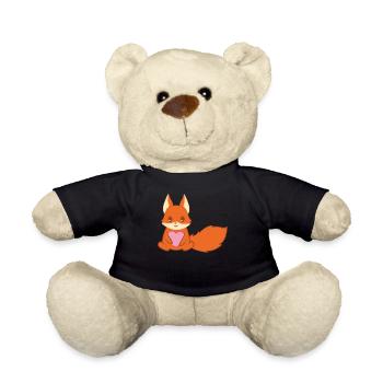 Fox - Renard mignon - Amant de renard - Coeur de renard - Nounours - noir - Devant