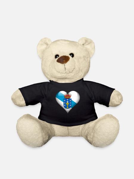Heart Galicia Flag - Teddy Bear - black