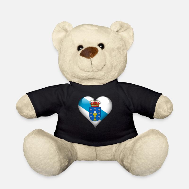 Heart Galicia Flag - Teddy Bear - black