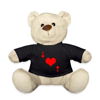 Spielkarte Herz Königin Karte Kartenspiel - Teddy - Schwarz - Vorne