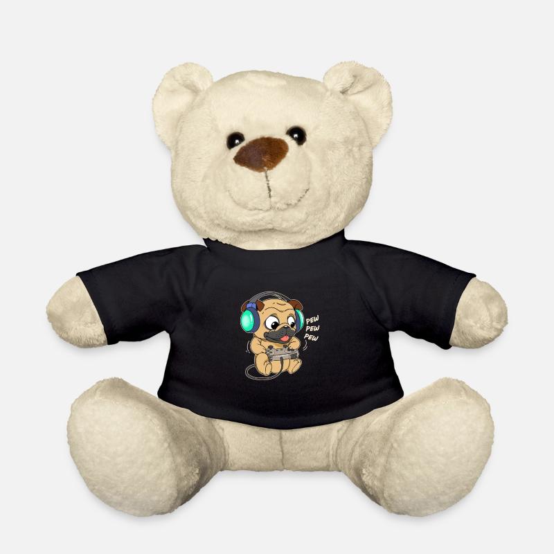 Mops Gamer Gaming Hund Welpe - Teddy - Schwarz