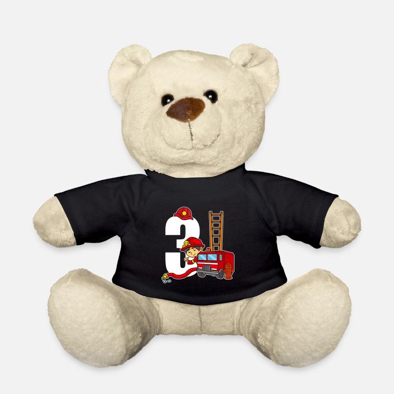 3 ans vieux pompier 3e anniversaire pompiers - Nounours - noir