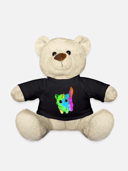Caticorn cute cat unicorn - Teddy Bear - black