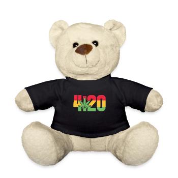 420 Cannabisblatt Jamaika - Teddy - Schwarz - Vorne
