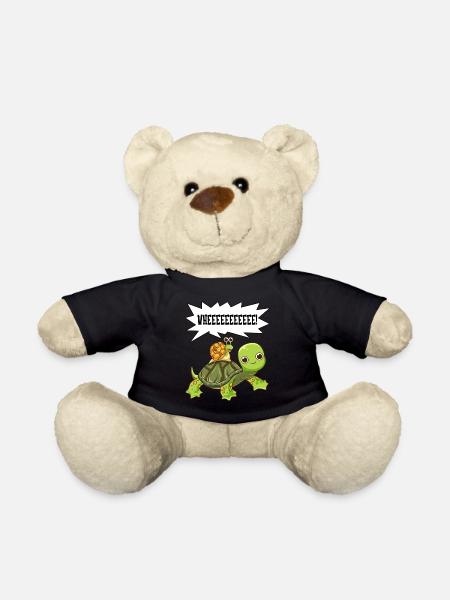 Lustiges Schneckenreiten auf der Schildkröte, die Whee schreit - Teddy - Schwarz