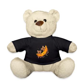 Maus auf Käsemond Geschenk für Käse Süchtige - Teddy - Schwarz - Vorne