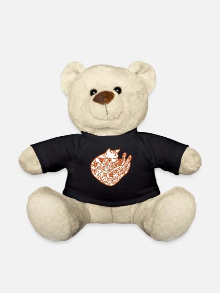 Chat endormi floral - Nounours - noir