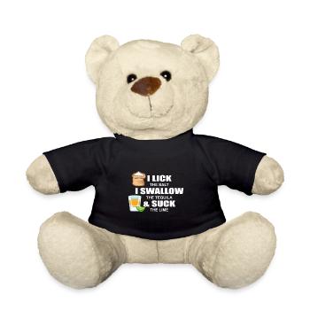 Tequila Lustig Sexuell Flirt Alkohol Salz Geschenk - Teddy - Schwarz - Vorne