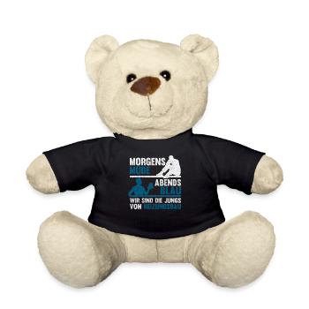 Morgens Müde Abends Blau Heizungsbau - Teddy - Schwarz - Vorne