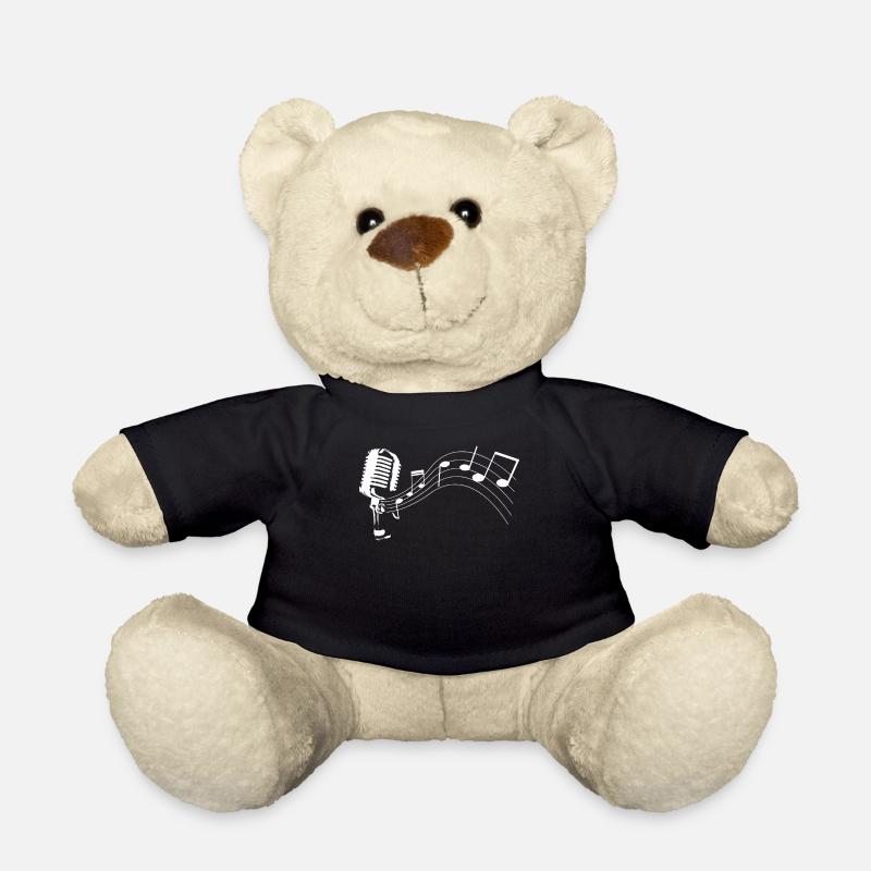 Microphone de musique rétro avec des notes de musique - Nounours - noir