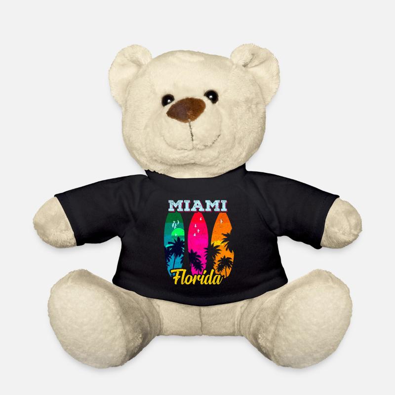 Miami Beach Vacation Retro Florida America Gift - Nounours - noir