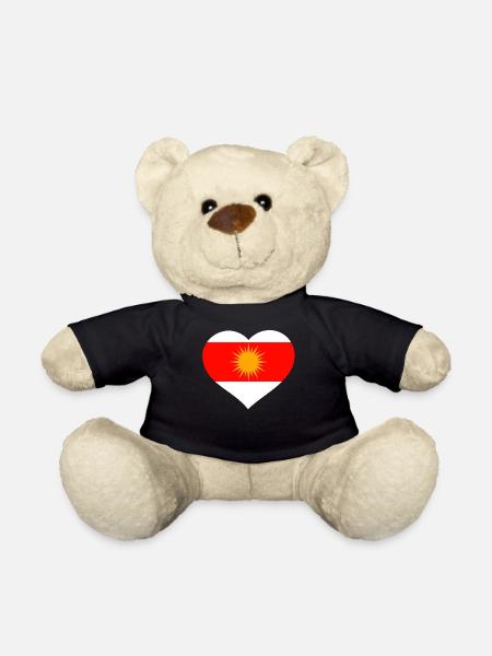 Ezidxan heart on the chest Ezidi flag Yezidi - Teddy Bear - black