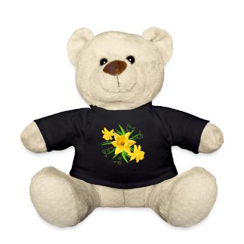 Yellow daffodil flowers Spring Easter flowers - Teddy Bear - black - Front
