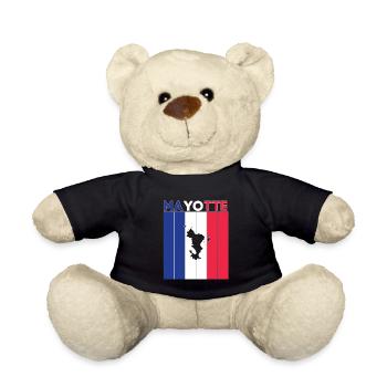 Drapeau et frontière nationale de Mayotte - Nounours - noir - Devant