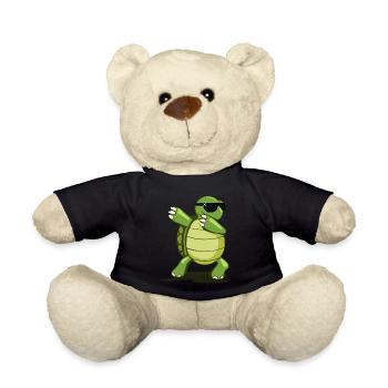 Dabbing turtle with sunglasses - Teddy Bear - black - Front