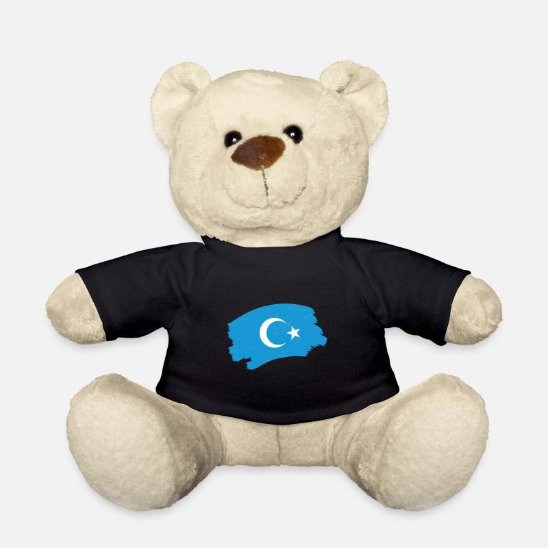 Uiguren Flagge weißer Halbmond blauer Hintergrund - Teddy - Schwarz