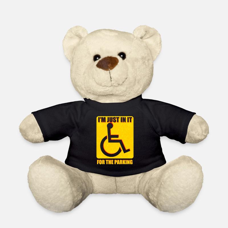Rollstuhl Rollstuhlfahrer Behinderung Geschenk - Teddy - Schwarz