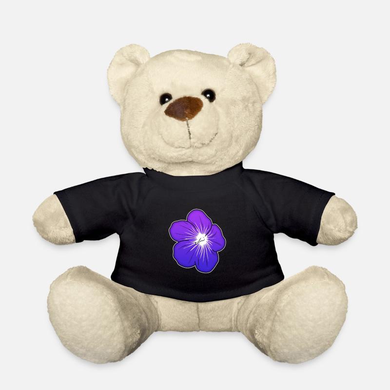 Violette Blütenillustration mit leuchtender Mitte - Teddy - Schwarz