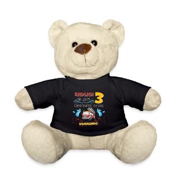 Kinder T-Shirt Feuerwehr zum 3. Geburtstag - Teddy - Schwarz - Vorne