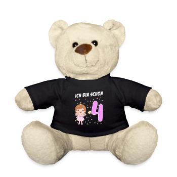 4 Jahre alt Geschenk Mädchen 4. Geburtstag - Teddy - Schwarz - Vorne