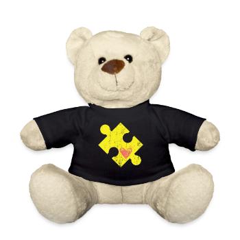 Puzzle piece with heart - Teddy Bear - black - Front