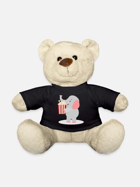 Elephant with popcorn - Teddy Bear - black