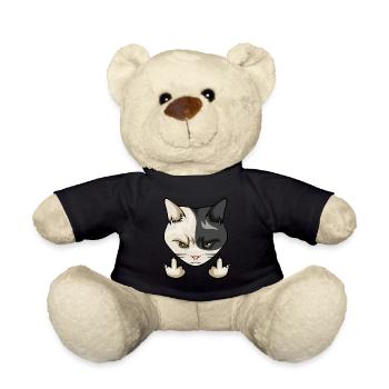 cat cats middle finger wanker middle finger stink - Teddy Bear - black - Front