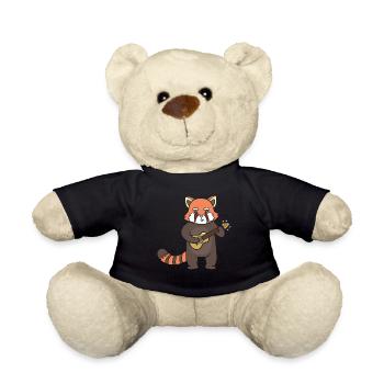 A red panda plays the guitar. - Teddy Bear - black - Front