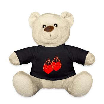 Herz Valentin Liebe Feuer Flamme Romantisch - Teddy - Schwarz - Vorne