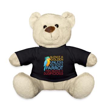 Lustiger Papagei Grafik Schweigen ist gold Vogel - Teddy - Schwarz - Vorne