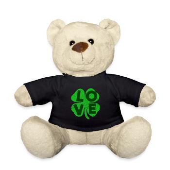 St Patricks day love clover - Teddy Bear - black - Front