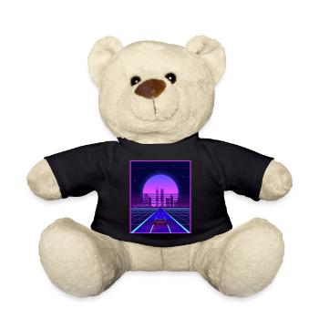 Synthwave Aesthetic Vaporwave Retro 80s 90s Auto - Teddy Bear - black - Front