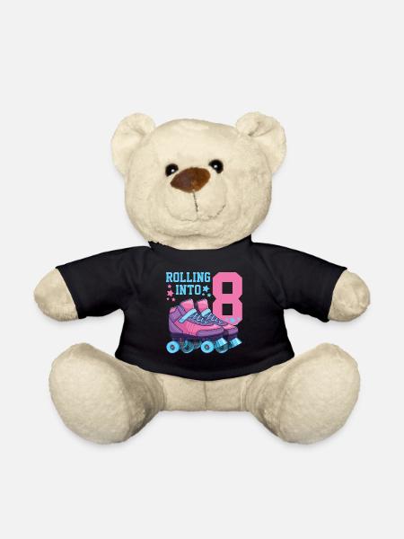 8. Geburtstag Rollschuhe - Teddy - Schwarz