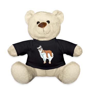 Cute & Funny Sloth Riding Llama - Teddy Bear - black - Front